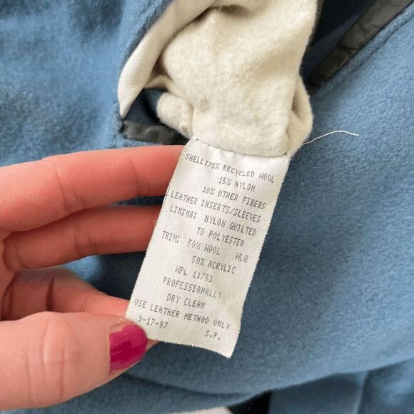 Unisex Holloway Varsity Jacket Heavy Wool Leather Accents Hood L/XL, 90s Vintage - Picture 5 of 12